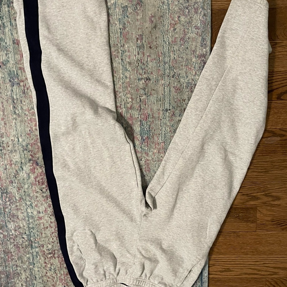 Brandy Light Gray Sweatpants with Navy Side Stripe